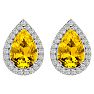 2 1/3 Carat Citrine and Diamond Pear Shape Stud Earrings In 14 Karat White Gold  Image-2