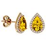 2 1/3 Carat Citrine and Diamond Pear Shape Stud Earrings In 14 Karat Yellow Gold  Image-1