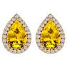 2 1/3 Carat Citrine and Diamond Pear Shape Stud Earrings In 14 Karat Yellow Gold  Image-2