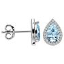 Aquamarine Earrings: Aquamarine Jewelry: 2 1/2 Carat Aquamarine and Diamond Pear Shape Stud Earrings In 14 Karat White Gold  Image-3