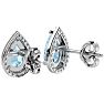 Aquamarine Earrings: Aquamarine Jewelry: 2 1/2 Carat Aquamarine and Diamond Pear Shape Stud Earrings In 14 Karat White Gold  Image-4