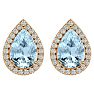 Aquamarine Earrings: Aquamarine Jewelry: 2 1/2 Carat Aquamarine and Diamond Pear Shape Stud Earrings In 14 Karat Yellow Gold  Image-2