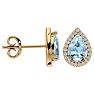 Aquamarine Earrings: Aquamarine Jewelry: 2 1/2 Carat Aquamarine and Diamond Pear Shape Stud Earrings In 14 Karat Yellow Gold  Image-3