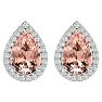 2-1/2 Carat Pear Shape Morganite Earrings with Diamond Halo In 14 Karat White Gold  Image-2
