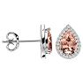 2-1/2 Carat Pear Shape Morganite Earrings with Diamond Halo In 14 Karat White Gold  Image-3