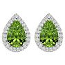 2.85 Carat Peridot and Diamond Pear Shape Stud Earrings In 14 Karat White Gold  Image-2