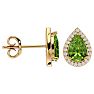 2.85 Carat Peridot and Diamond Pear Shape Stud Earrings In 14 Karat Yellow Gold  Image-3