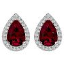 3 1/3 Carat Ruby and Diamond Pear Shape Stud Earrings In 14 Karat White Gold  Image-2