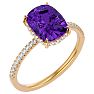2 3/4 Carat Antique Cushion Shape Amethyst and Hidden Halo Diamond Ring In 14 Karat Yellow Gold Image-2