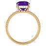 2 3/4 Carat Antique Cushion Shape Amethyst and Hidden Halo Diamond Ring In 14 Karat Yellow Gold Image-3