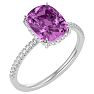 3 3/4 Carat Antique Cushion Shape Pink Topaz and Hidden Halo Diamond Ring In 14 Karat White Gold Image-2