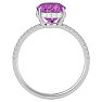 3 3/4 Carat Antique Cushion Shape Pink Topaz and Hidden Halo Diamond Ring In 14 Karat White Gold Image-3