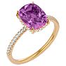 3 3/4 Carat Antique Cushion Shape Pink Topaz and Hidden Halo Diamond Ring In 14 Karat Yellow Gold Image-2