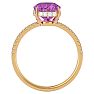 3 3/4 Carat Antique Cushion Shape Pink Topaz and Hidden Halo Diamond Ring In 14 Karat Yellow Gold Image-3