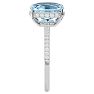 Aquamarine Ring: Aquamarine Jewelry: 3 1/2 Carat Antique Cushion Shape Aquamarine and Hidden Halo Diamond Ring In 14 Karat White Gold Image-4