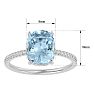 Aquamarine Ring: Aquamarine Jewelry: 3 1/2 Carat Antique Cushion Shape Aquamarine and Hidden Halo Diamond Ring In 14 Karat White Gold Image-5