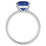 3 3/4 Carat Antique Cushion Shape Tanzanite and Hidden Halo Diamond Ring In 14 Karat White Gold Image-3