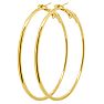 Set of Three Yellow Gold Tone Hoop Earrings - 1, 1 1/2 and 2 Inches Image-2