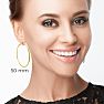 Set of Three Yellow Gold Tone Hoop Earrings - 1, 1 1/2 and 2 Inches Image-5