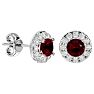 1 Carat Ruby and Halo Diamond Stud Earrings In 14 Karat White Gold Image-1