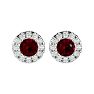 1 Carat Ruby and Halo Diamond Stud Earrings In 14 Karat White Gold Image-2