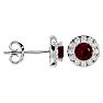 1 Carat Ruby and Halo Diamond Stud Earrings In 14 Karat White Gold Image-3