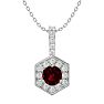 1/2 Carat Ruby and Halo Diamond Necklace In 14 Karat White Gold, 18 Inches Image-1