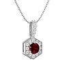1/2 Carat Ruby and Halo Diamond Necklace In 14 Karat White Gold, 18 Inches Image-2