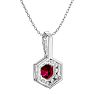 1/2 Carat Ruby and Halo Diamond Necklace In 14 Karat White Gold, 18 Inches Image-4