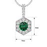 1/2 Carat Round Shape Emerald Necklaces With Hexagon Diamond Halo In 14 Karat White Gold, 18 Inch Chain Image-5
