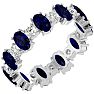 Eternity Ring Size 6.5 3 1/2 Carat Sapphire and Diamond Eternity Ring In 14 Karat White Gold Image-2