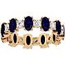 Eternity Ring Size 7 3 1/2 Carat Sapphire and Diamond Eternity Ring In 14 Karat Yellow Gold Image-1