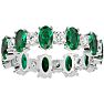 Eternity Ring Size 7 3 1/2 Carat Emerald and Moissanite Eternity Ring In 14 Karat White Gold Image-1