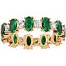 Eternity Ring Size 8.5 3 3/4 Carat Emerald and Moissanite Eternity Ring In 14 Karat Yellow Gold Image-1
