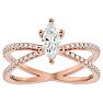 1 Carat Marquise Shape Diamond Engagement Ring In 14 Karat Rose Gold Image-1