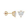 1 Carat Heart Shape Moissanite Stud Earrings In 14 Karat Yellow Gold Image-3