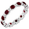 1 1/2 Carat Ruby and Diamond Eternity Ring In 14 Karat White Gold, Ring Size 6.5 Image-2