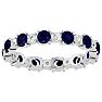 1 1/2 Carat Sapphire and Moissanite Eternity Ring In 14 Karat White Gold, Ring Size 7.5 Image-1