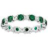 1 1/2 Carat Emerald and Diamond Eternity Ring In 14 Karat White Gold, Ring Size 8.5 Image-1