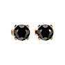 1 1/2ct Black Diamond Stud Earrings, 14k Yellow Gold Image-2