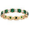1 1/2 Carat Emerald and Diamond Eternity Ring In 14 Karat Yellow Gold, Ring Size 5.5 Image-1