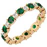 1 1/2 Carat Emerald and Diamond Eternity Ring In 14 Karat Yellow Gold, Ring Size 8.5 Image-2