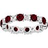 2 1/2 Carat Ruby and Diamond Eternity Ring In 14 Karat White Gold, Ring Size 8.5 Image-1