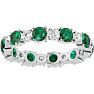 2 Carat Emerald and Diamond Eternity Ring In 14 Karat White Gold, Ring Size 4 Image-1