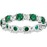 2 1/2 Carat Emerald and Diamond Eternity Ring In 14 Karat White Gold, Ring Size 8.5 Image-1