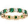 2 1/2 Carat Emerald and Diamond Eternity Ring In 14 Karat Yellow Gold, Ring Size 8 Image-1