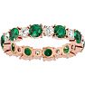 2 Carat Emerald and Diamond Eternity Ring In 14 Karat Rose Gold, Ring Size 4.5 Image-1