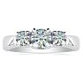 1ct Ideal Cut Three Diamond Ring in White Gold Image-1