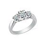 1ct Ideal Cut Three Diamond Ring in White Gold Image-2