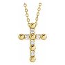 0.07 Carat Diamond Beaded Cross Necklace In 14 Karat Yellow Gold, 16-18 Inches Image-1